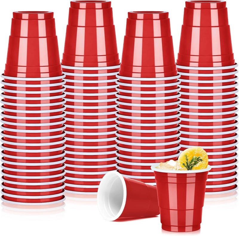 Pineburg 100 Pack 2oz Valentine's Day Plastic Shot Cups, Red Plastic Shot Glasses, Mini Disposable Cups for Parties Carnival Birthday Weddings Party Supplies(Red) - Image 1